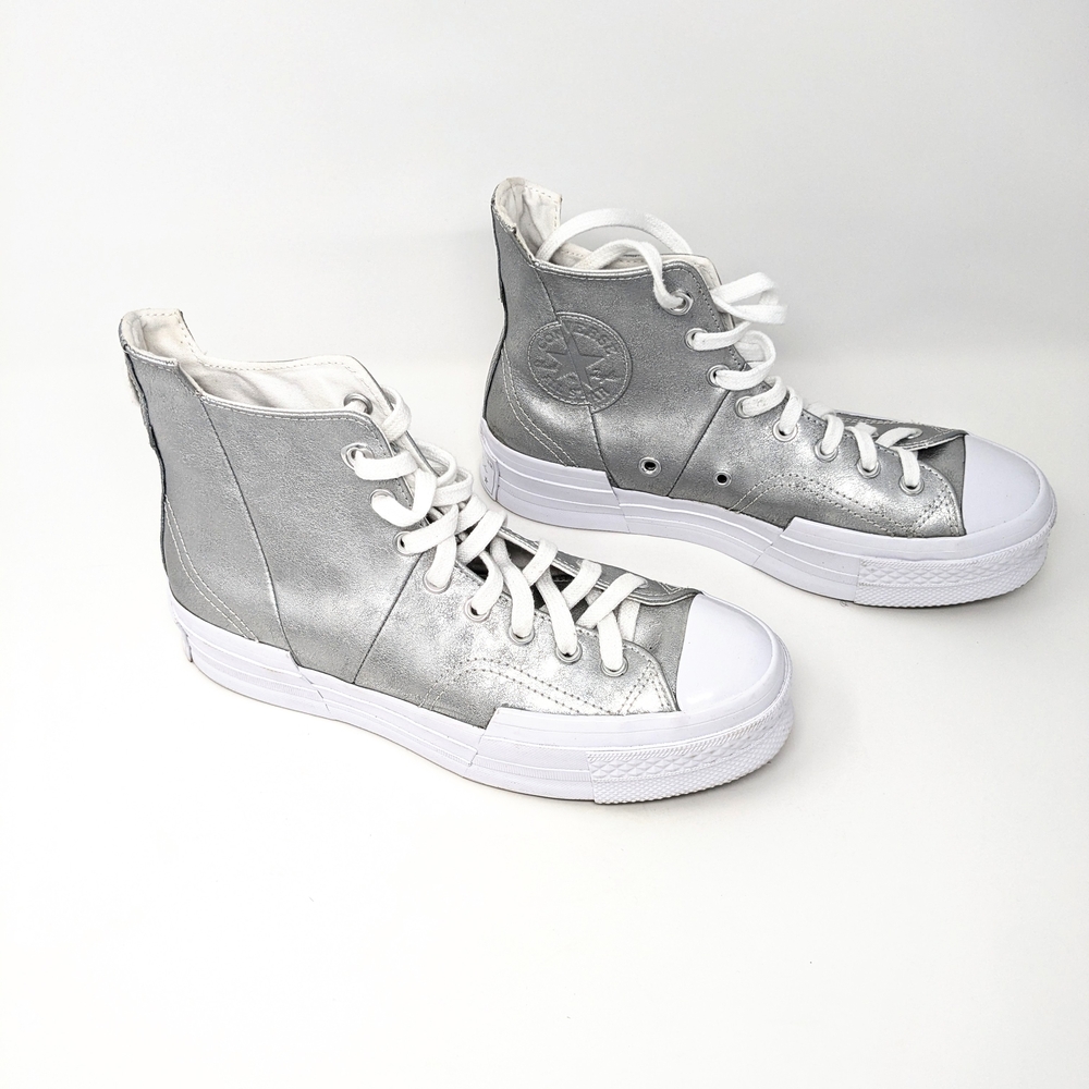 Converse Chuck 70 Plus High Top Silver White Sneakers with Box - Picture 2 of 6